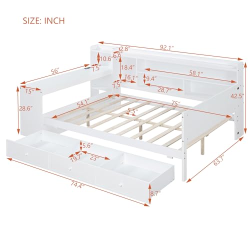 Bellemave Twin Corner Bed Frame with Storage Shelves and Desk, Gray L74206