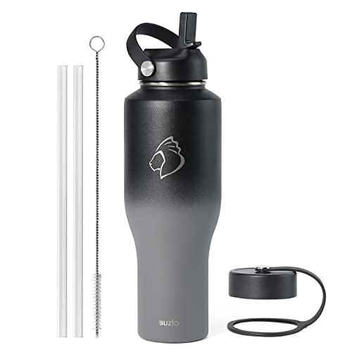 BUZIO 40oz Insulated Tumbler with Handle and Straw Lid, Black M702