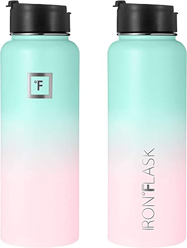 IRON °FLASK Stainless Steel Insulated Water Bottle with 3 Lids, 40 oz U19688