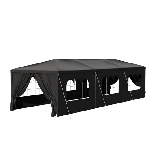 Outdoor Party Tent 10x30 Black with 8 Removable Sidewalls V87006