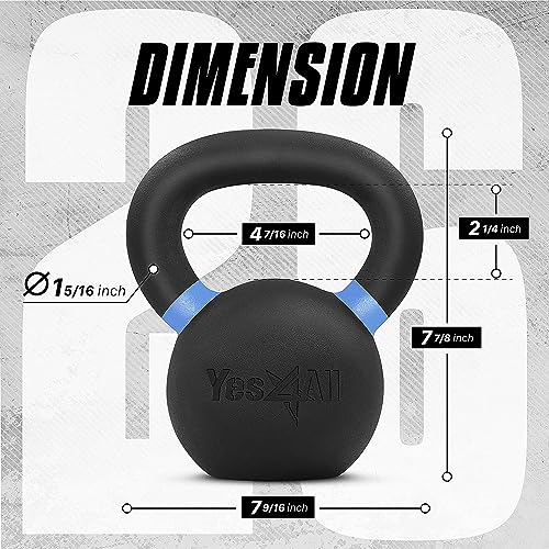 Yes4All Powder Coated Cast Iron Kettlebell Weight Set for Home Gym N15817