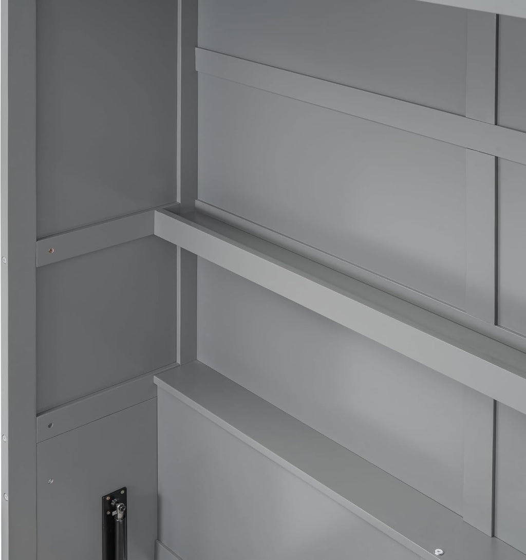 Queen Size Murphy Bed with Shelves, Grey B560