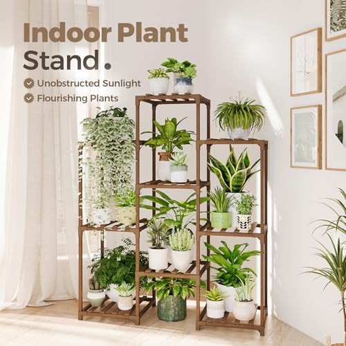 Bamworld Plant Stand Indoor Outdoor Wood Plant Rack 3 Tier Ladder D51744