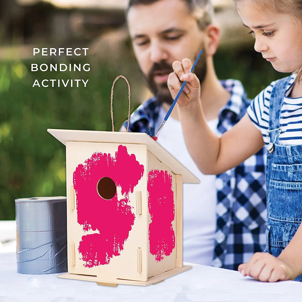 12 Wooden Birdhouse Crafts for Kids - DIY Unfinished Kits with Paint & Brushes I21811