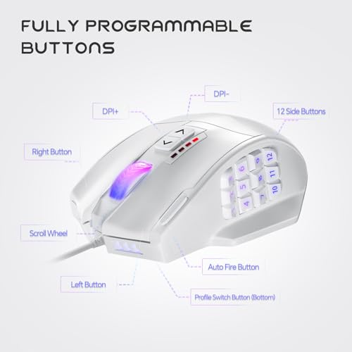 UtechSmart Venus Pro RGB Wireless MMO Gaming Mouse, 16000 DPI, 16 Programmable Buttons M66772