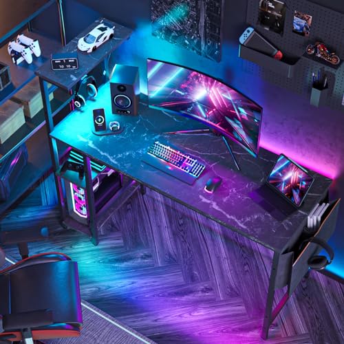 Bestier Gaming Desk with LED Lights, 51.3 Inch Computer Desk Q970