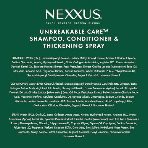 Nexxus Unbreakable Care Shampoo, Conditioner & Leave-In Spray 3 Pack for Fine Hair K19451