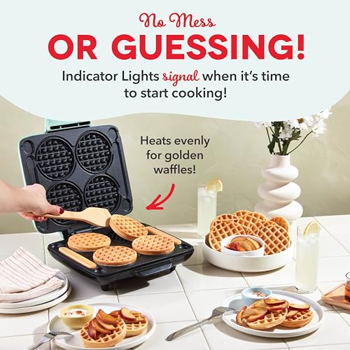 DASH Multi Mini Waffle Maker 4 Inch Non-stick, Aqua G15983