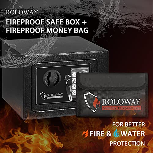 ROLOWAY Steel Safe Box 2.2 Cubic Feet with Key Digital Keypad Lock Black D838