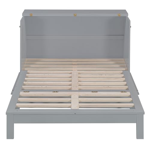 Harper & Bright Designs Queen Murphy Bed Cabinet with USB Charging Station, White D9669