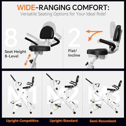 Foldable Exercise Bike with 16-Level Magnetic Resistance for Home T532