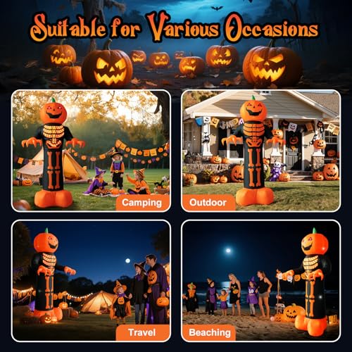 HFO 8 FT Halloween Inflatable Pumpkin Reaper Ghost with LED Lights W411