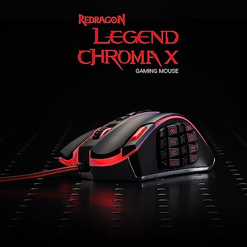 Redragon M908 Impact RGB MMO Gaming Mouse with 12 Side Buttons, 12400 DPI U713989