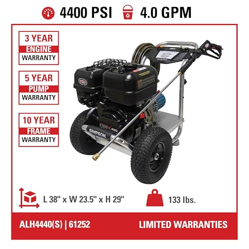 Simpson Cleaning 4200 PSI Gas Pressure Washer, 4.0 GPM, Honda GX390 Engine W2346