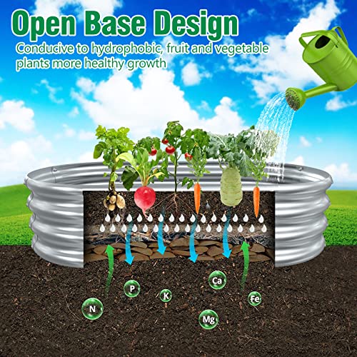 MOFEEZ 2x2x1 Ft Round Raised Garden Bed, Galvanized Metal Planter B4273