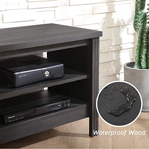 WAMPAT Farmhouse TV Stand for 75 inch TV, Wood Entertainment Center, Brown W838