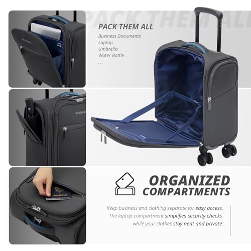 Verage Under Seat Luggage with Wheels, Softside Spinner Carry On, Navy 14-Inch A51804