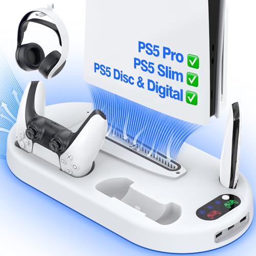 AMZDM Cooling Station PS5 Slim Stand with Charging for PS5 Pro & Slim Y61242