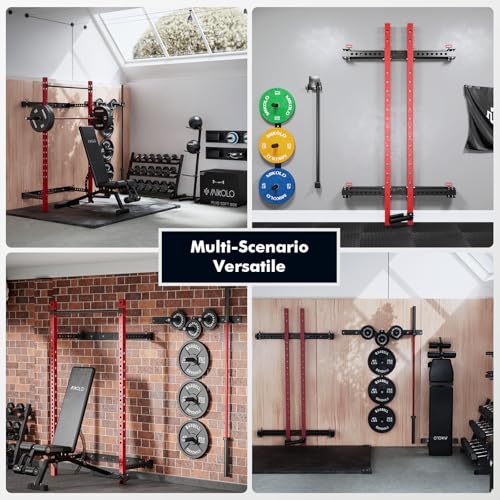 Mikolo 2" x 2" Folding Wall Mounted Squat Rack with Pull Up Bar, 1000 lbs Capacity W88407