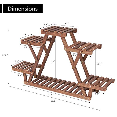 Ufine 4 Tier Wood Plant Stand Indoor Outdoor A Frame Display Shelf L37026