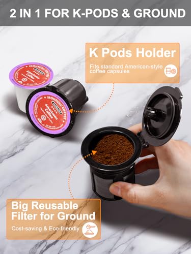 Slim Single Serve Coffee Maker for K-Cup & Ground Coffee, White S8539
