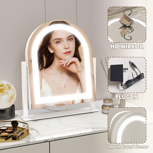 Vanity Mirror with Lights, 12.6"×15" LED Makeup Mirror, Touch Control Dimmable D52089
