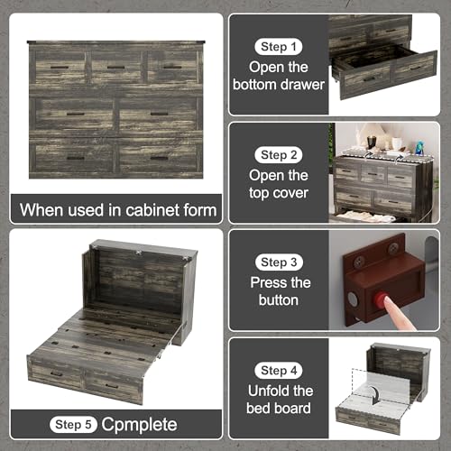 Queen Size Murphy Bed Cabinet with Charging Station, White P336686