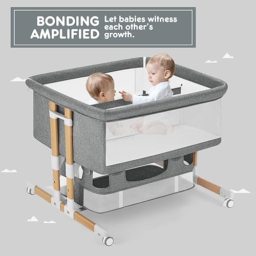 3 in 1 Baby Bassinet Bedside Sleeper with Storage, Grey Z682277