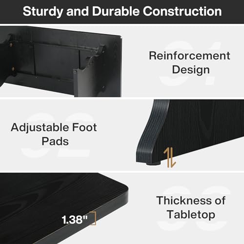 Tribesigns 63" Executive Desk for Home Office, Black O5395