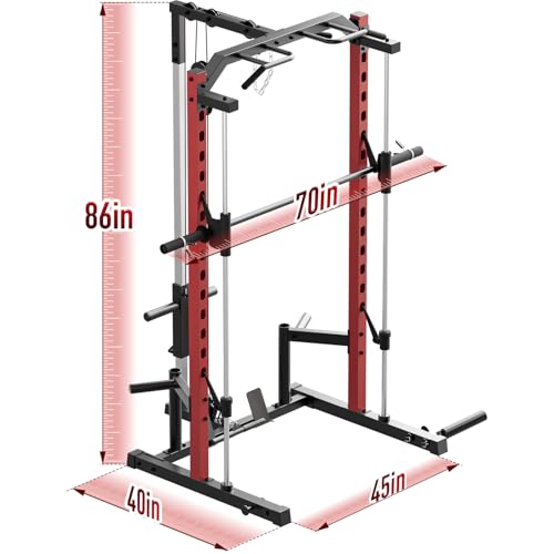 OPPSDECOR Power Cage with LAT Pull Down and Cable Row for Home Gym P333462