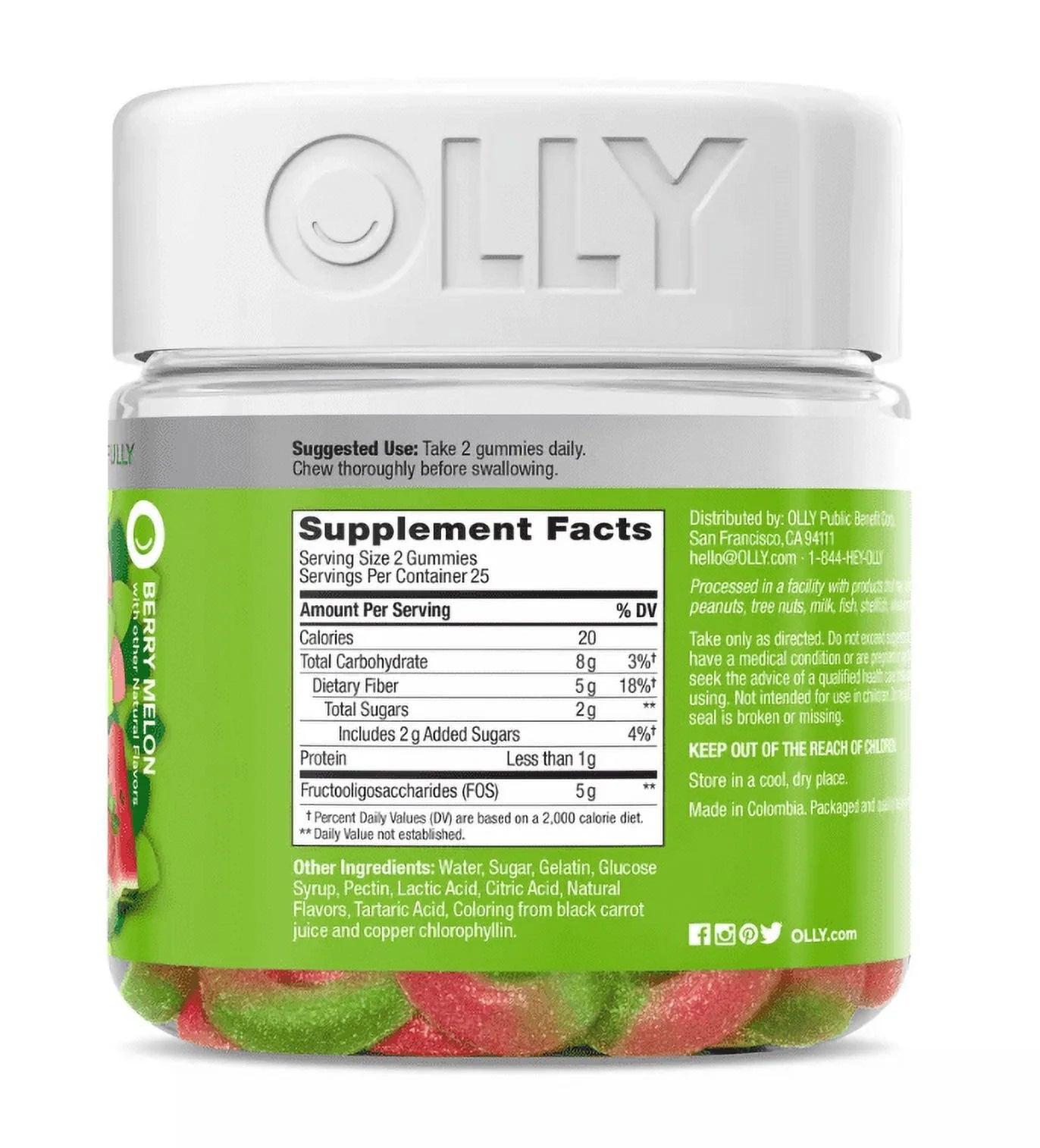 Olly Fiber Digestive Gummy Rings Gut Health 50 gummies U98813