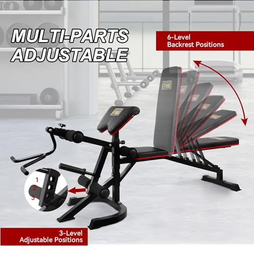 Adjustable Weight Bench with Leg Extension and Preacher Pad for Home Gym K47047