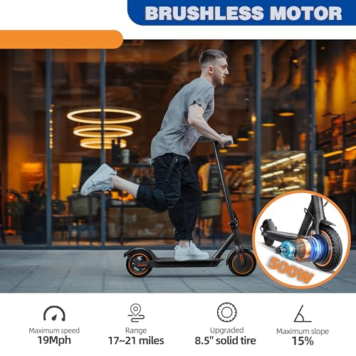 Electric Scooter for Adults, 8.5" Solid Tires, 500W Motor, Foldable S556