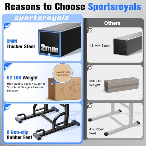 Sportsroyals Pull Up Bar Dip Station Power Tower Home Gym Strength Training Equipment R739989