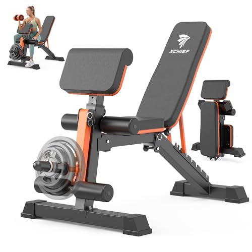 Adjustable Weight Bench - 1000LBS Heavy Duty Foldable Workout Bench Press with Leg Extension and Preacher Pad, Flat/Incline/Decline, Sit Up Bench for Full Body Strength Training at Home Gym