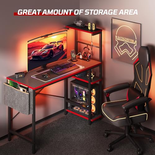 Bestier Gaming Desk with LED Lights, 51.3 Inch Computer Desk Q970