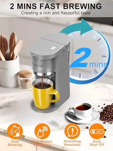 Slim Single Serve Coffee Maker for K-Cup & Ground Coffee, White S8539