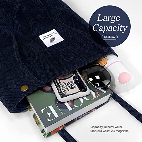 Corduroy Tote Bag for Women, Large Capacity with Inner Pockets R785