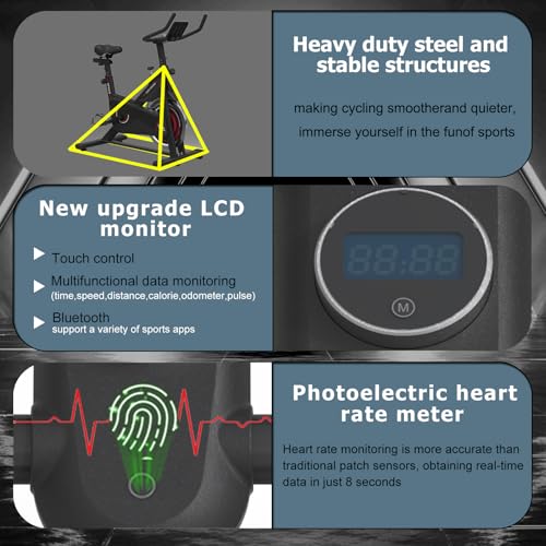 Indoor Cycling Bike with iPad Mount & LCD Monitor, Silent Belt Drive L36836