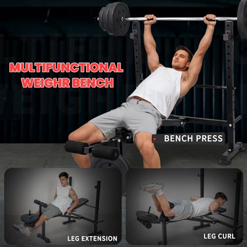 1500LBS 8-in-1 Olympic Weight Bench with Leg Extension & Preacher Curl A945