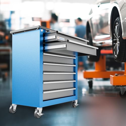 7-Drawer Rolling Toolbox with Lockable Wheels and Keyed Locking System J502595