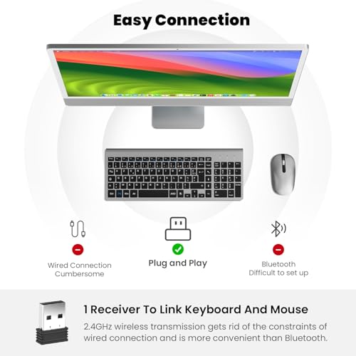 cimetech Wireless Keyboard, Compact Full Size 2.4G Ultra-Thin for Windows, Grey B908117