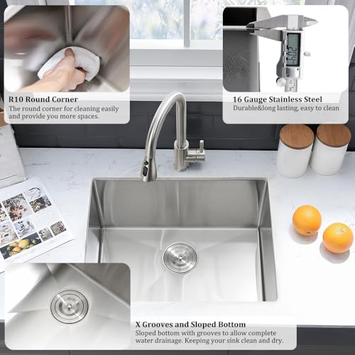 VASOYO Stainless Steel Undermount Laundry Sink 23x18x13 H4912