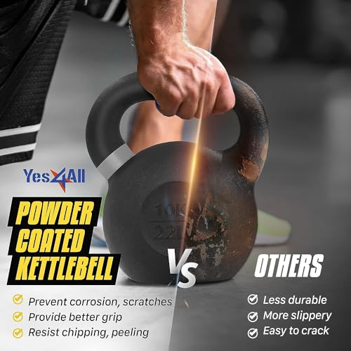Yes4All Powder Coated Cast Iron Kettlebell Weight Set for Home Gym N15817