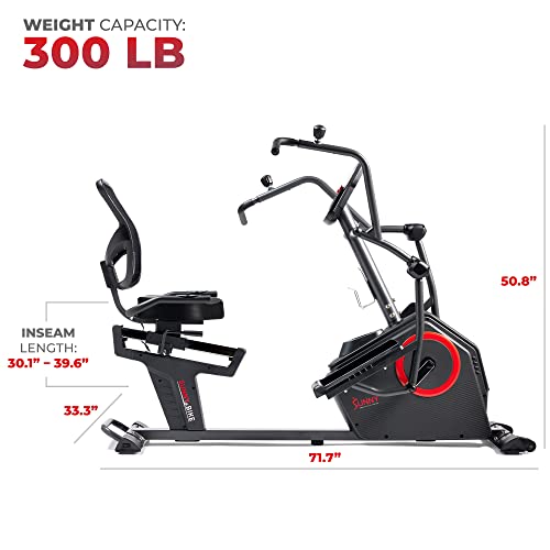 Sunny Health & Fitness Elite Recumbent Cross Trainer & Elliptical Machine with Arm Exercisers M861