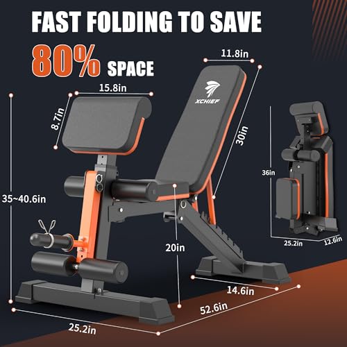 Adjustable Weight Bench 1000LBS Foldable Workout Bench with Leg Extension Z798