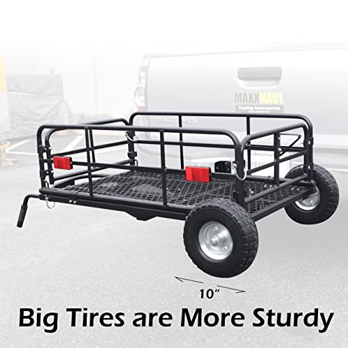 MaxxHaul 50243 Foldable Hitch Cargo Carrier Cart with 10 inch Flat Free Tires Z2903