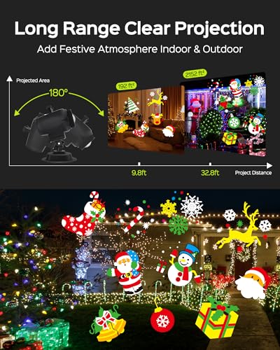 JACKYLED Halloween Christmas Projector Light, Outdoor 2-in-1 with Remote, IP65 Waterproof E20896