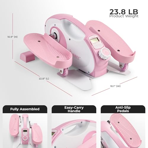 Sunny Health & Fitness Under Desk Elliptical Exerciser, Magnetic, Pink V916