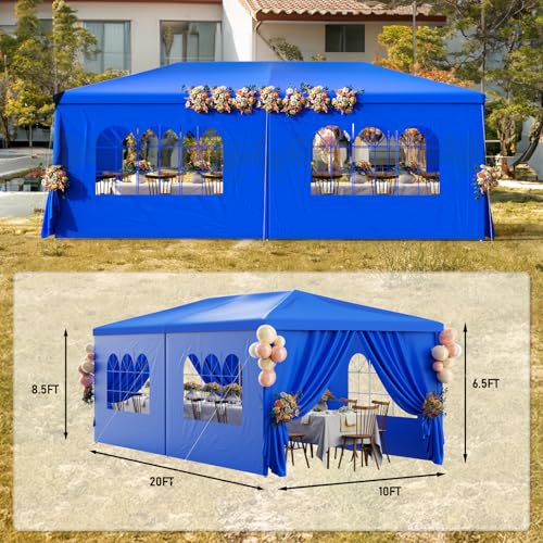 Outdoor Party Tent 10x30 Black with 8 Removable Sidewalls V87006
